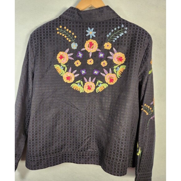 Julia Kim Embroidered Floral Jacket XL Boho Colorful Embellished Art to Wear - Picture 8 of 8